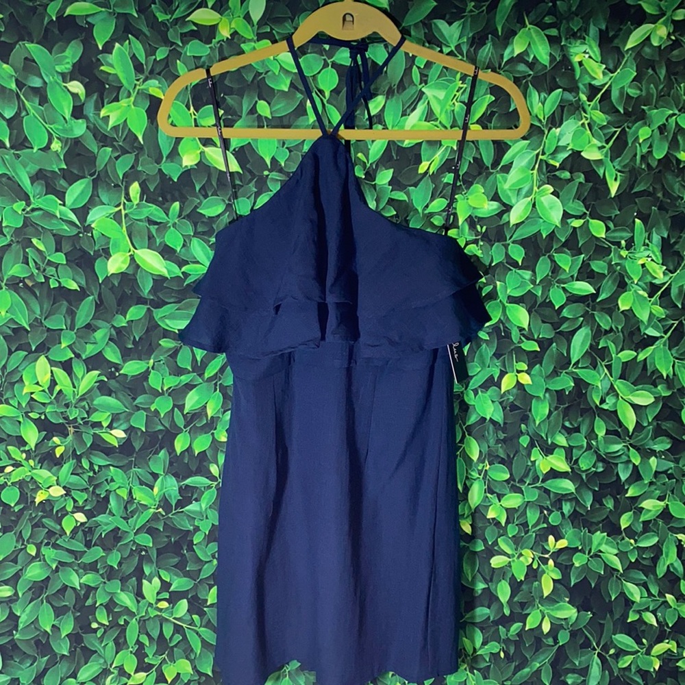 Lulu's Navy Halter Ruffle Mini Dress - Picture 3 of 10